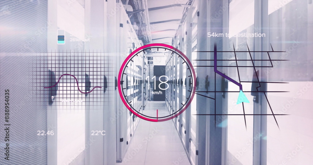 Poster image of battery charge digital data processing over computer servers