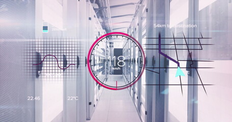 Image of battery charge digital data processing over computer servers