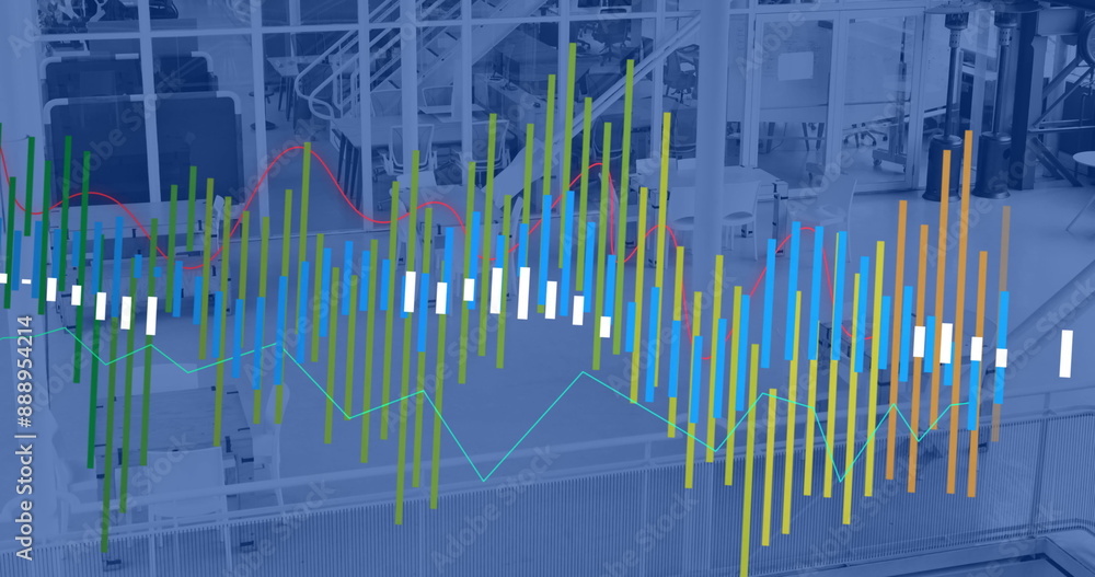Poster image of financial data processing over empty office
