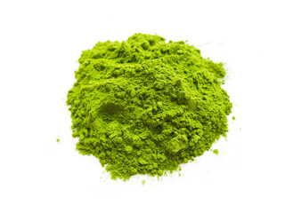 Vibrant Green Matcha Powder on White Background（きれいな緑色の抹茶の粉）