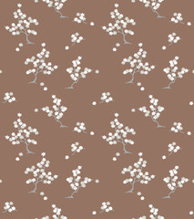 Japanese Star Flower Branch Vector Seamless Pattern

