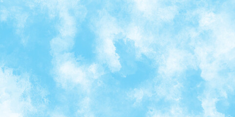 Grunge art and abstract blue color clouds texture background, cloudy and foggy Watercolor hand paint wash sky stains,  clearing day and beautiful nature in the morning with soft fresh cloudy blue sky.