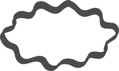 Wavy border frame. Oval scallop shapes. Squiggle hand drawn doodle box. Retro curved simple decoration. Retro aesthetic border.