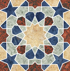 Morocco Seamless marble texture pattern. Colorful Design Pattern. Traditional Arabic Islamic Background. Mosque decoration element.	
