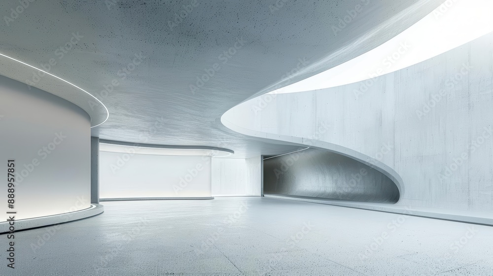 Poster abstract modern architecture with curved walls and minimalist design