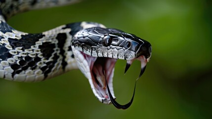 Obraz premium Close-Up of a Snake's Open Mouth with Sharp Teeth