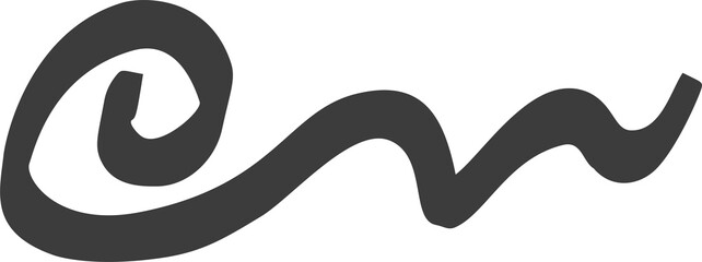 Underline swoosh. Swash stroke and swirl line. Curly hand drawn squiggle. Doodle curve ink brush flourish. Wavy scroll