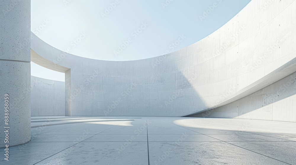 Poster minimalistic concrete architecture with curved walls