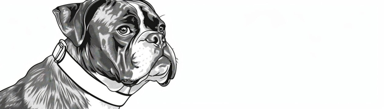 recommend clip art: A twotone line art of a Boxer dog looking alert ar 1 1 dog, bulldog, animal, pet, puppy, canine, boxer, white, isolated, breed, cute, brown, portrait, mammal, english bulldog, bull, purebred, domestic