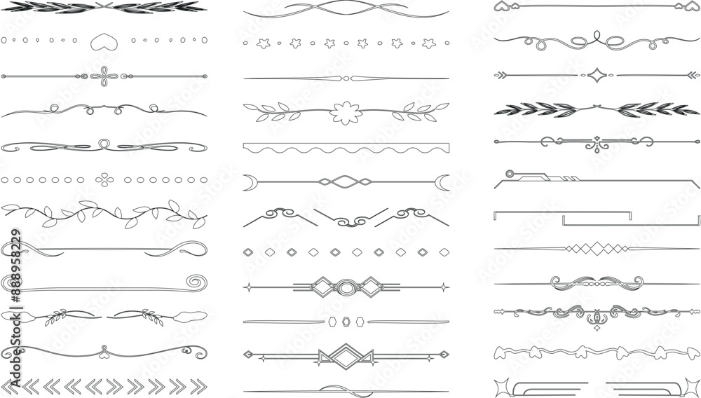 Wall mural divider and line border design elements. perfect border line illustration for invitation, card, and 