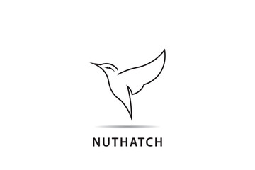 Minimalist nuthatch logo design, nuthatch silhouette logo vector, on white background.