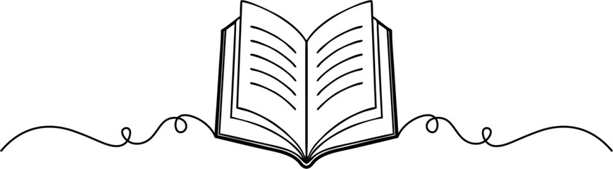 open book illustration with ornamental lines