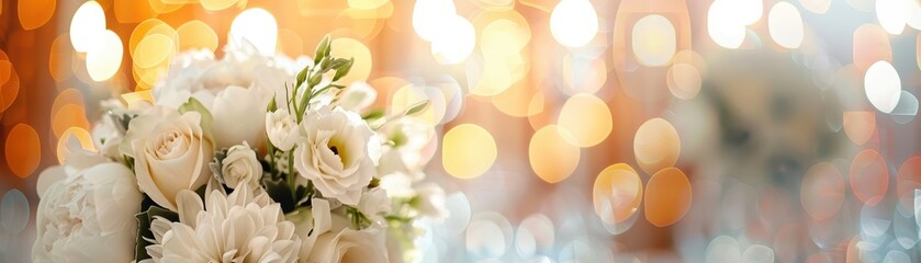 Obraz premium A bouquet of white roses is displayed in a glass vase. The flowers are arranged in a way that highlights their beauty and elegance. Scene is one of sophistication and refinement