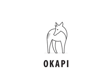 Minimalist okapi logo design, okapi silhouette logo vector, okapi icon design.