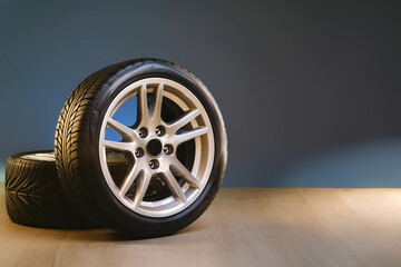 wheel isolated on a solid color background with space to write text in advertisement format