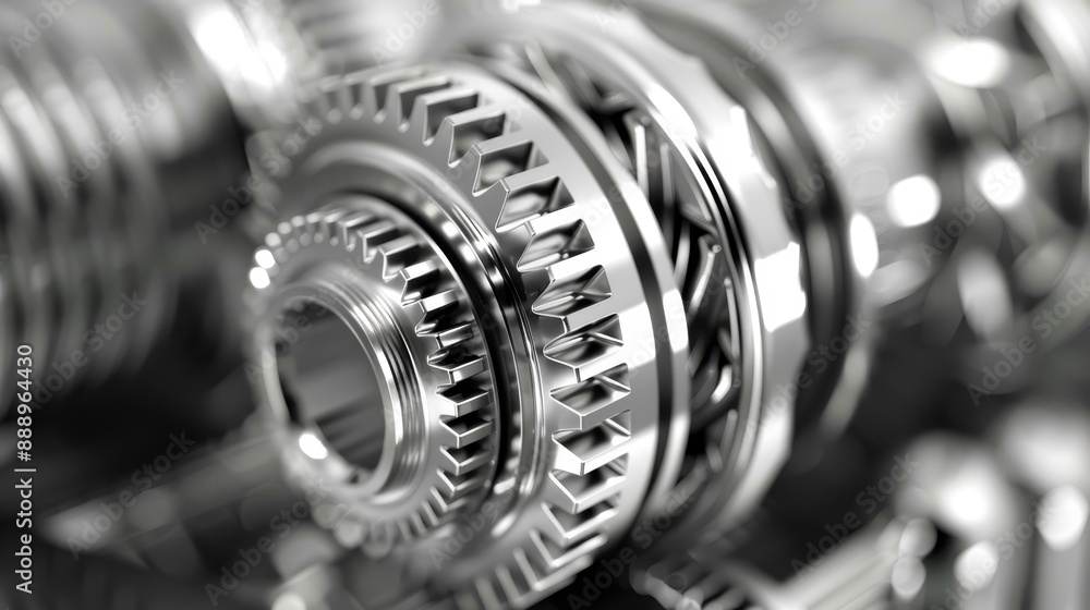 Poster a machine is in the process of creating a gear. the image is blurry and has a sense of motion, as if
