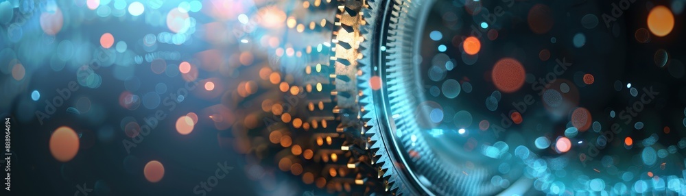 Poster a machine is in the process of creating a gear. the image is blurry and has a sense of motion, as if