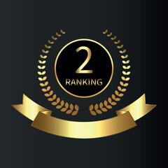 Vector Gold award, laurel wreaths, Ranking, Medal, Crown and Ribbon. VIP. Luxury Golden labels.	