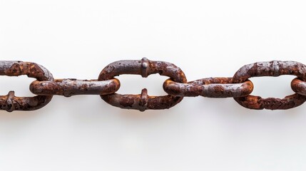 Obraz premium Large aged rusty chain with space for text on a white backdrop