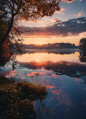 sunset over the lake
