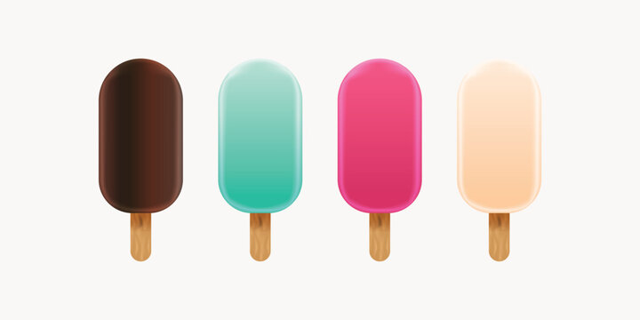 Ice cream set vector. Colorful ice cream, Chocolate, milk, Ice Cream bars.