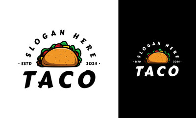 Vintage taco logo design. Street food symbol with emblem or badge style