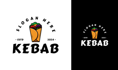 Vintage kebab logo design. Turkey street food symbol with badge or emblem style