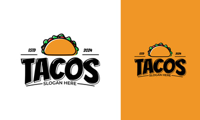 Vintage tacos logo design. Mexican street food symbol with logotype style