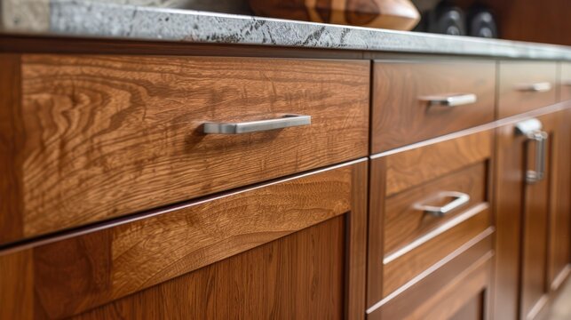 cherry wood stain cabinet doors with slim line handles