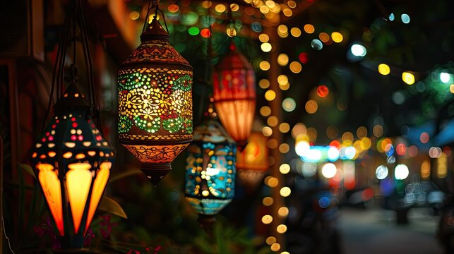 Diwali decorative lamps or Akash Kandil or Lantern lights Festive season in Mumbai during Diwali
