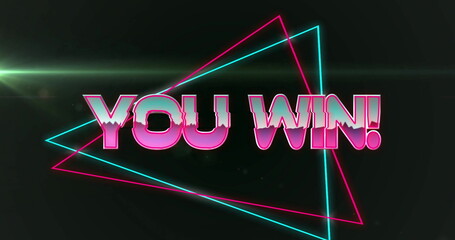 Naklejka premium Image of you win text over light spot
