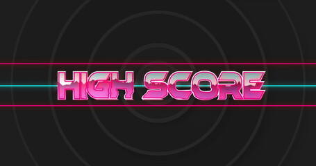 Image of high score text over black circles