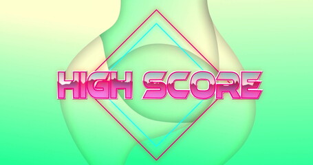 Image of high score text over green shapes