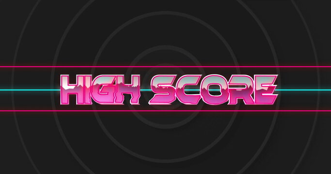Image of high score text over black circles - Powered by Adobe