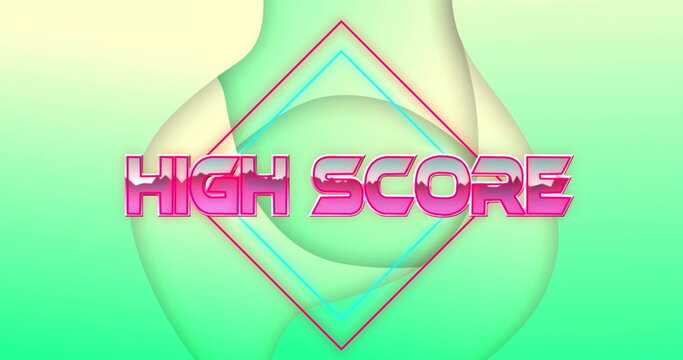 Image of high score text over green shapes