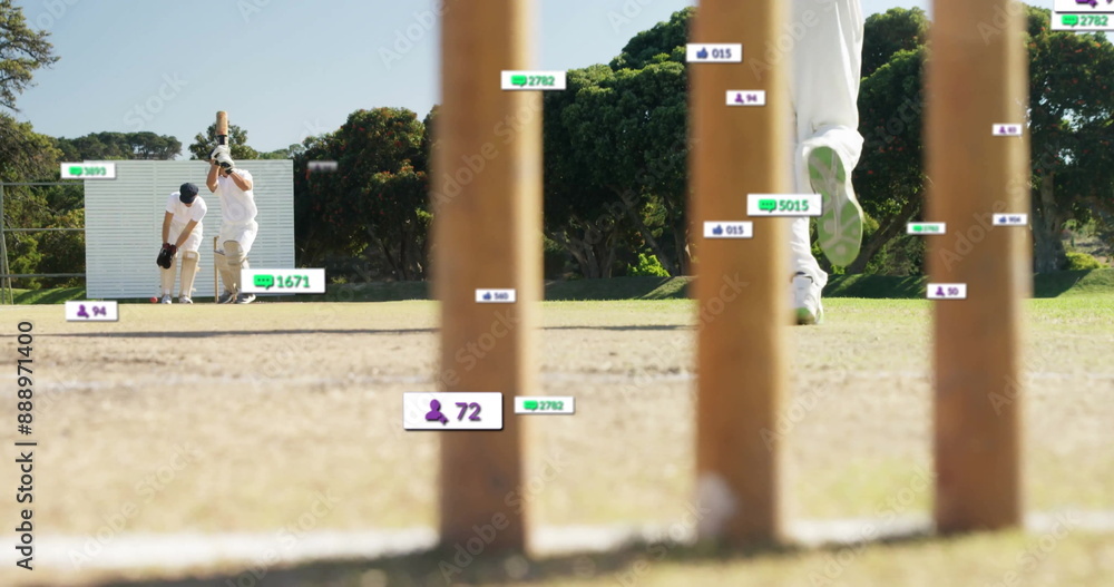 Poster image of digital data processing over diverse cricketers on field
