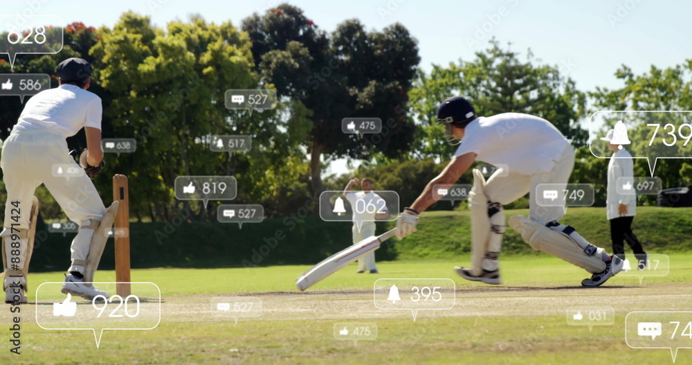 Poster image of digital data processing over diverse cricketers on field