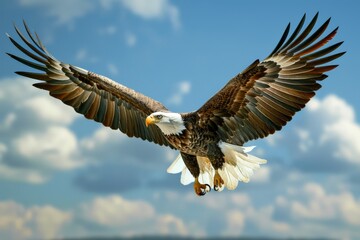 Naklejka premium bald eagle soaring over sky