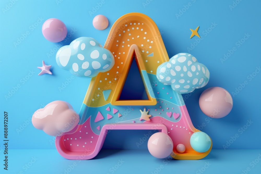 Fototapete a playful 3d icon of the letter a with a colorful and whimsical design suitable for educational apps