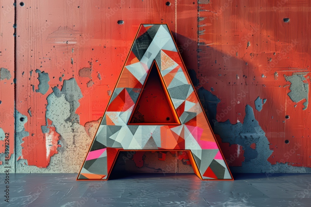 Fototapete a dynamic 3d icon of the letter a featuring a geometric pattern and bold colors ideal for creative p