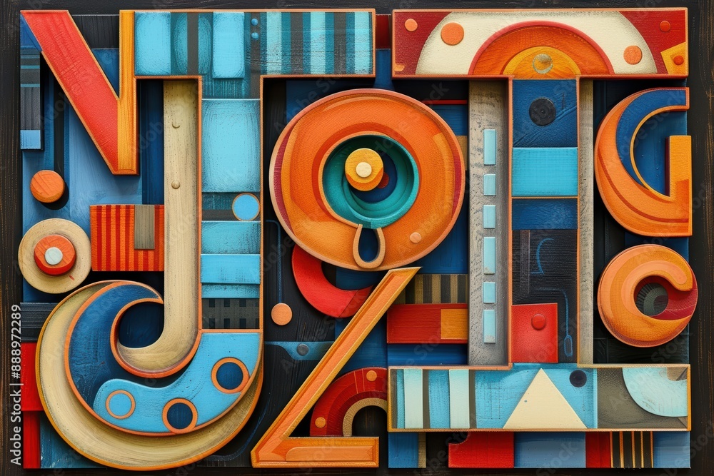 Fototapete a creative illustration showcasing various alphabet letters with the letter j highlighted in a uniqu