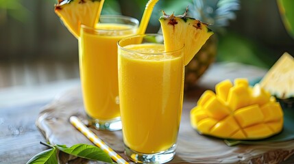 yellow refreshing tropical healthy smoothies