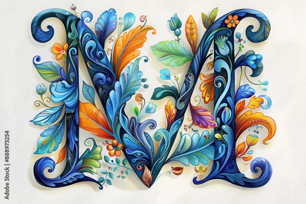 Fototapete an artistic illustration of the letter m creatively designed with intricate patterns and vibrant col