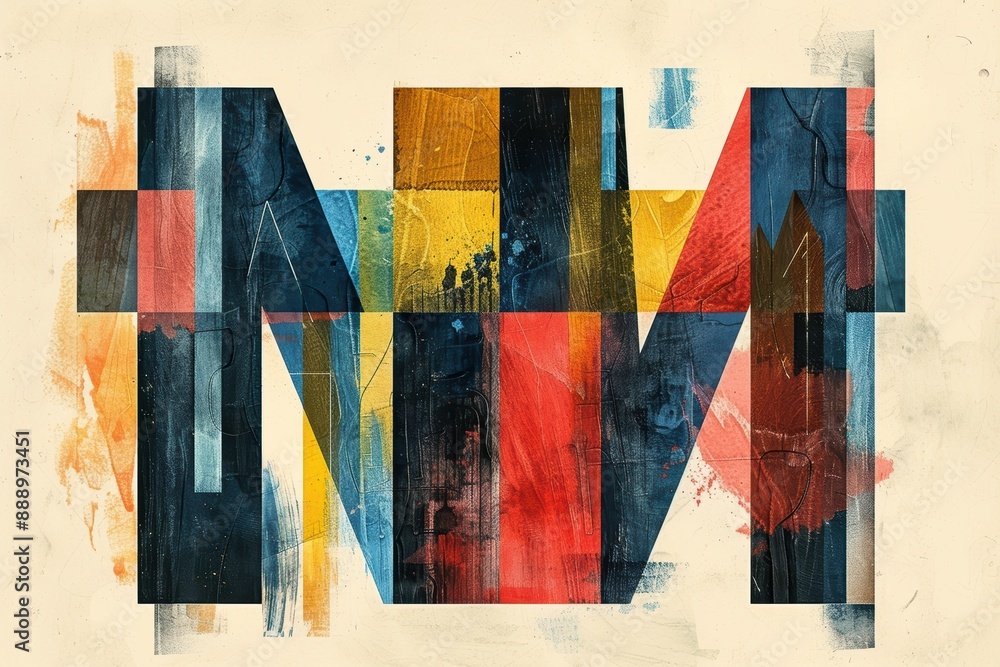 Fototapete an abstract illustration of the letter m featuring geometric shapes and bold lines creating a modern