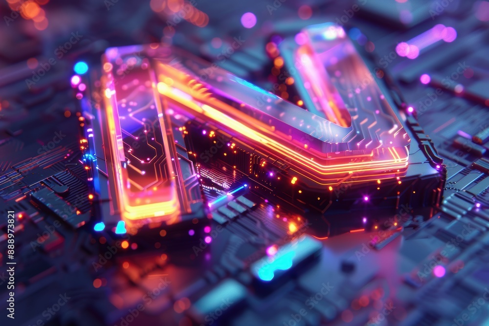 Fototapete a futuristic illustration of the letter n with sleek lines and a metallic finish perfect for project