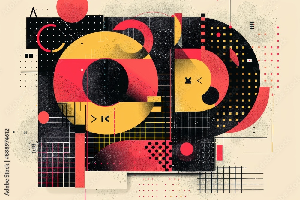 Fototapete an abstract illustration of the letter p with geometric shapes and patterns creating a modern and st