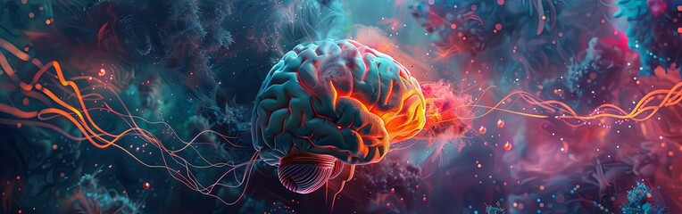 Fototapeta premium Cosmic Journey Inside a Colorful Human Brain