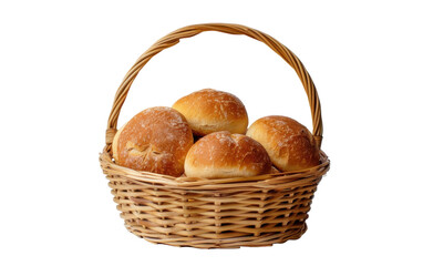 A wicker basket filled with freshly baked bread rolls
