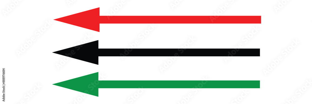 Poster long arrows icon set. arrow pointing horizontal. vector set of trendy long arrows left in flat style