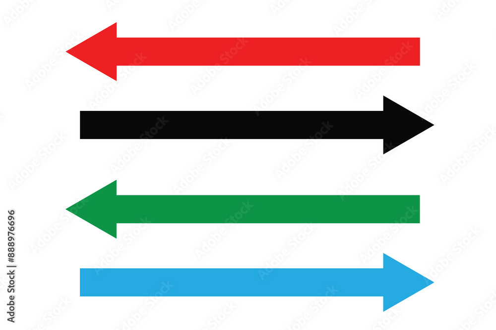 Aufkleber long arrows icon set. arrow pointing horizontal. vector set of trendy long arrows left in flat style